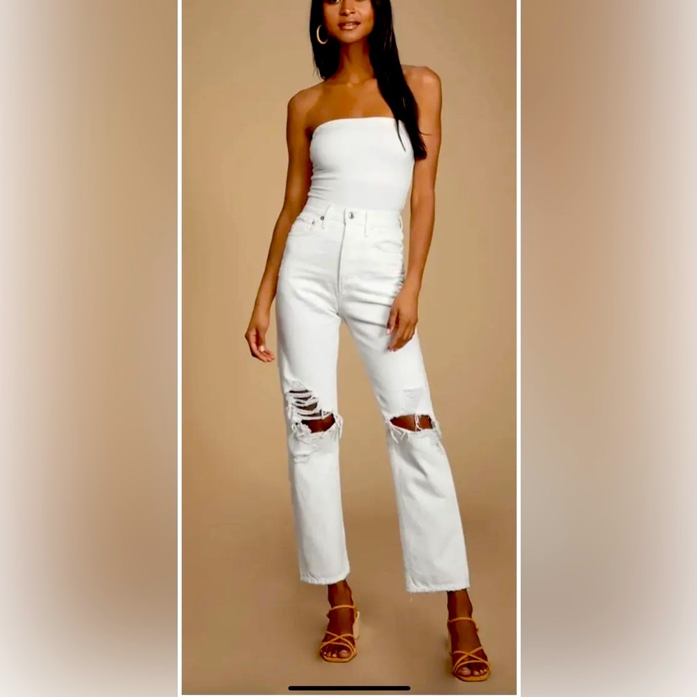 AGOLDE 90s Mid- high rise (13”) Loose Fit Jeans in WHITE VANISH spring vacation - Picture 4 of 15